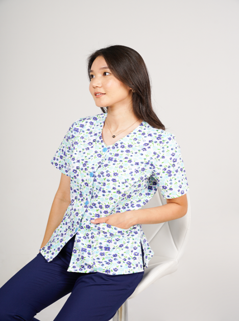 Мэс заслын хослол, эмэгтэй-Цэнхэр цэцэгтэй /Гурвалжин энгэртэй/