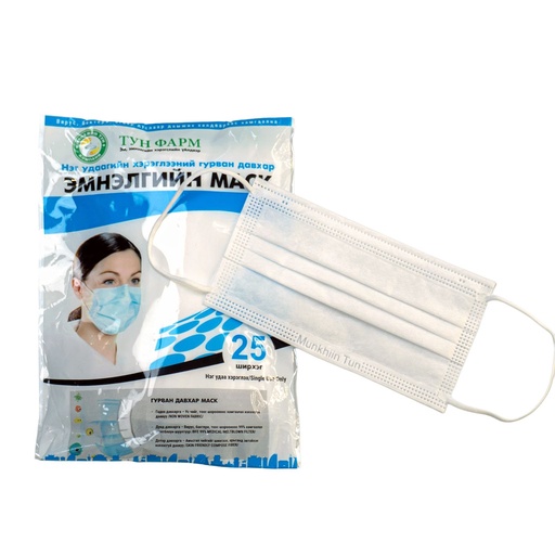 [300319] Нэг удаагийн маск цагаан №1 - Мөнхийн тун ХХК