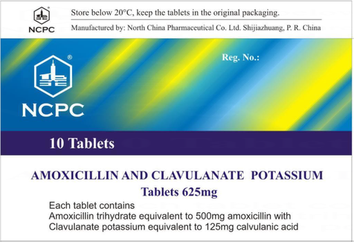 [107786] Амоксициллин Калийн Клавуланат 625мг №10 шахмал - North China Pharmaceutical Co.,Ltd